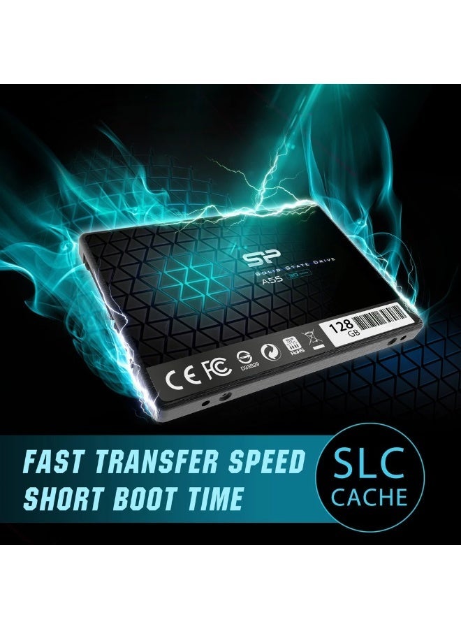 سيليكون باور قرص SSD داخلي من نوع Silicon Power Ace A55 بحجم 2.5 بوصة وواجهة SATA 3 (سعة 128 جيجابايت) / من 2.5 بوصة إلى 3.5 بوصة - Image 2